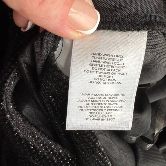 Anne Klein Faux Wrap Glitter Velvet Dress Black Size‎ 10 Elegant Party Evening - Picture 6 of 7